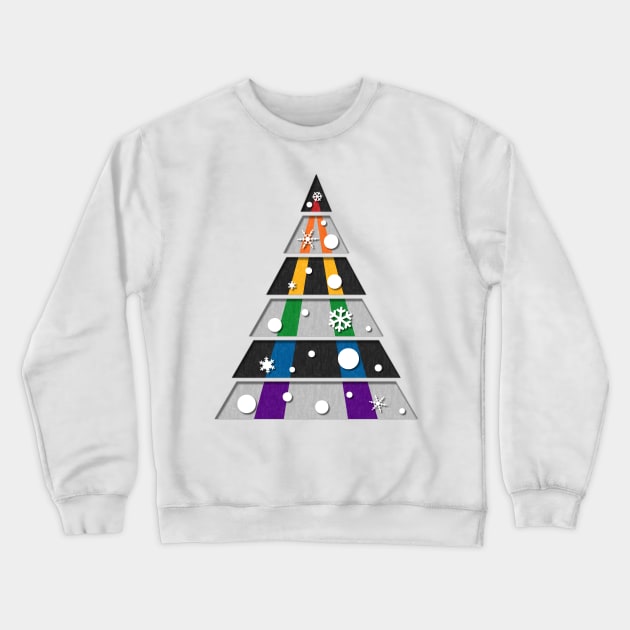 Minimalist Christmas Tree in LGBT Ally Pride Flag Colors Crewneck Sweatshirt by LiveLoudGraphics